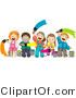 Cartoon Vector of Happy Diverse Kids Painting Together by BNP Design Studio