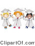 Cartoon Vector of Happy Diverse School Kids Wearing Graduation Caps and Gowns by BNP Design Studio