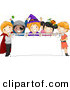 Cartoon Vector of Happy Halloween Kids Holding a Blank Banner by BNP Design Studio