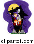 Cartoon Vector of Happy Halloween Kids Playing in a Haunted House by BNP Design Studio