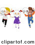 Cartoon Vector of Happy Halloween Kids with White Skull Masks by BNP Design Studio