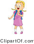 Cartoon Vector of Happy School Girl Pointing at Something by BNP Design Studio