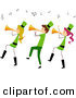 Cartoon Vector of Happy St. Patrick's Day People Playing Music with Trumpets by BNP Design Studio
