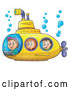 Cartoon Vector of Happy White Children in a Yellow Submarine by Visekart