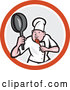Cartoon Vector of Male Chef in a Kung Fu Fighting Stance Inside a Circle by Patrimonio
