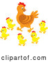 Cartoon Vector of Mother Hen and Baby Chicks by Alex Bannykh