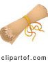 Cartoon Vector of Rolled up Old Scroll Tied with a Ribbon by Visekart