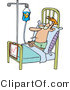 Funny Vector of a Sick Man Attached to an IV While Resting in a Hospital Bed by Toonaday