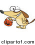 Halloween Vector of a Cartoon Dog Trick-Or-Treating with Pumpkin Bucket by Toonaday