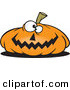 Halloween Vector of a Cartoon Jackolantern Pumpkin Smiling with Criss Crossed Eyes by Toonaday