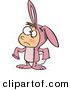 Halloween Vector of a Sad Cartoon Boy Wearing a Pink Bunny Costume by Toonaday