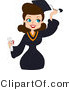 Vector Cartoon of Graduate Pinup Girl Grabbing Her Tassel While Smiling by BNP Design Studio