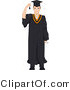 Vector Cartoon of Graduating Teen Moving Tassel from His Face by BNP Design Studio