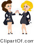 Vector Cartoon of Graduation Pinup Girls Toasting Each Other by BNP Design Studio