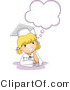 Vector Cartoon of Happy Graduate Girl Below Thinking Cloud by BNP Design Studio