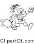 Vector Line Drawing of a Happy Cartoon Traveling Guy Carrying Luggage and Passport by Gnurf