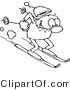 Vector Line Drawing of a Happy Man Winter Skiing down a Steep Slope by Gnurf