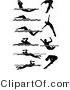 Vector of 10 Unique Male Swimmers - Silhouette by Chromaco