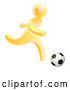Vector of 3d Gold Person Playing Soccer by AtStockIllustration