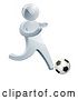 Vector of 3d Silver Guy Playing Soccer by AtStockIllustration