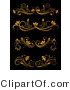 Vector of 4 Unique Golden Flourish Border Rules over Dark Background - Digital Collage by Vector Tradition SM