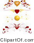 Vector of 4 Unique Red and Gold Floral Heart Borders - Digital Collage by Elaineitalia