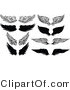 Vector of 8 Unique Feathered Wings - Black and White Designs by Chromaco