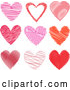 Vector of 9 Scribble Hearts in Pink and Red - Digital Collage by KJ Pargeter