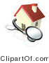 Vector of a 3d Stethoscope Wrapped Around Sick House by AtStockIllustration