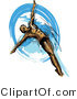 Vector of a Athletic Male Swimmer Diving into Blue Water by Chromaco