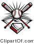 Vector of a Ball and 2 Baseball Bats Crossed over Home Plate by Chromaco
