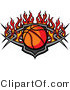 Vector of a Basketball Within a Flaming Tribal Shield Plate by Chromaco