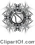 Vector of a Basketball Within Black and White Tribal Design by Chromaco