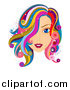 Vector of a Beautiful Blue Eyed White Woman with Colorful Hair by BNP Design Studio