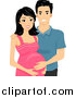 Vector of a Beautiful Pregnant Asian Woman and Husband by BNP Design Studio