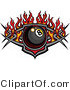 Vector of a Billiards Eight Ball over Tribal Design with Flames by Chromaco
