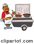 Vector of a Black Male Chef Brushing BBQ Sauce over Meat on a Grill by LaffToon