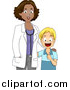 Vector of a Black Pediatrician Doctor Standing Beside a Healthy Happy White Boy - Cartoon Style by BNP Design Studio