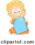 Vector of a Blond Caucasian Baby Boy Sitting with a Blue Book by BNP Design Studio