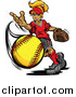 Vector of a Blond Caucasian Tomboy Girl Pitching a Softball by Chromaco