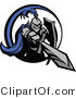 Vector of a Blue Knight Stabbing Forward with Double-Edge Sword by Chromaco