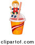 Vector of a Boy on a Giant Slushy Cup by BNP Design Studio
