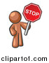 Vector of a Brown Man Holding a Red Stop Sign by Leo Blanchette