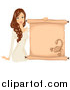 Vector of a Brunette Caucasian Scorpio Woman Holding a Scroll Sign by BNP Design Studio