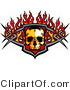Vector of a Buring Skull over Metallic Badge by Chromaco