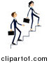Vector of a Business Woman and Man Climbing up Stairs by BNP Design Studio