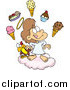 Vector of a Cartoon Angel Girl in Heaven with Ice Cream by Toonaday