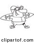 Vector of a Cartoon Aviator Wearing Strap on Wings - Coloring Page Outline by Toonaday