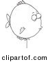 Vector of a Cartoon Balloon Fish - Outlined Coloring Page Drawing by Toonaday