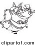 Vector of a Cartoon Belly Dancing Pig - Coloring Page Outline by Toonaday